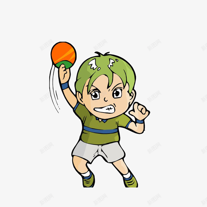 卡通拼力发球的男孩png免抠素材_新图网 https://ixintu.com 乒乓球拍 乒乓球赛选手 乒乓运动员 吃力表情 拼力发球