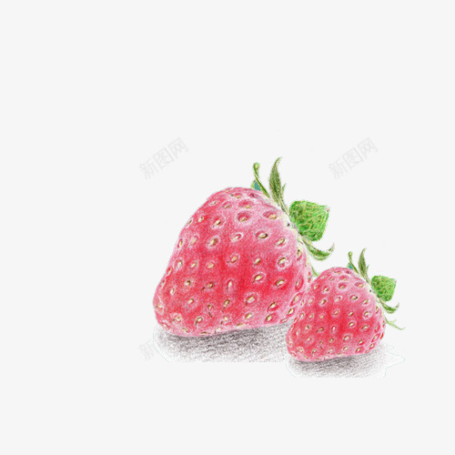 小清新简约可爱彩铅红色草莓png免抠素材_新图网 https://ixintu.com 可爱 小清新 彩铅 简约 红色草莓