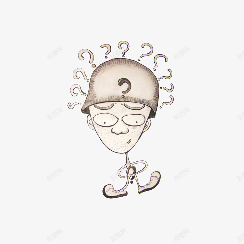 满脸问号的士兵png免抠素材_新图网 https://ixintu.com 卡通表情图 浅灰色 问号脸