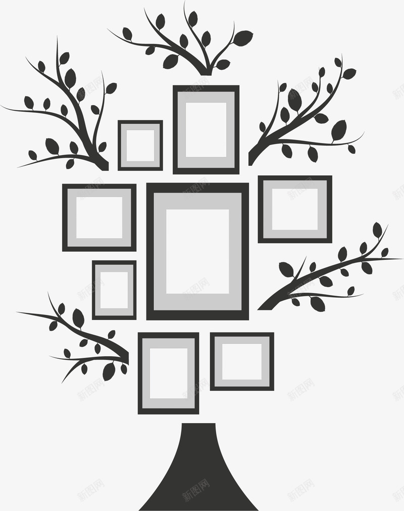 现代风家庭照片墙矢量图ai免抠素材_新图网 https://ixintu.com 家庭树 家庭照片墙 我的家人 灰色相框 照片墙 现代风 矢量png 矢量图