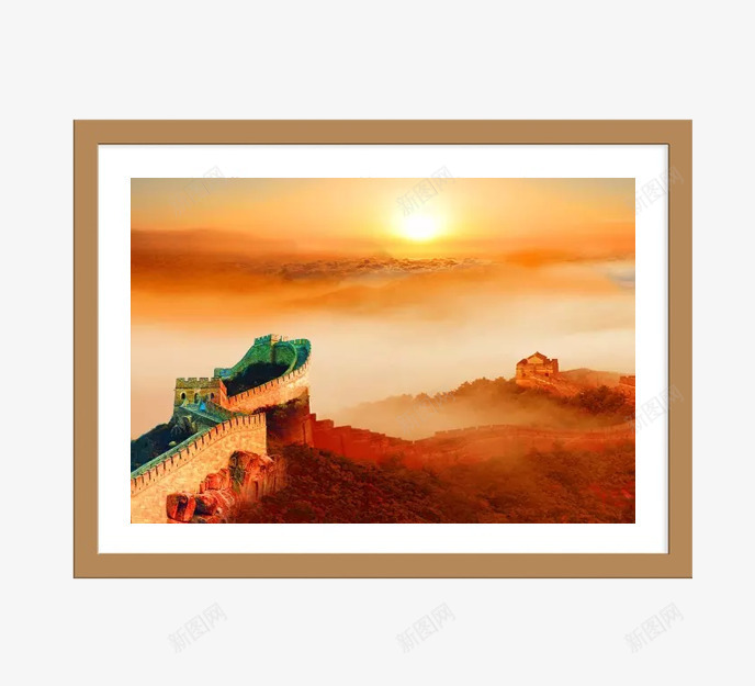 金色长城png免抠素材_新图网 https://ixintu.com 书房挂画 产品实物 挂画 有框画 玄关挂画 金色长城 长城装饰画 风景画