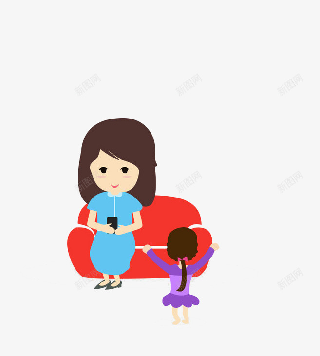 妈妈和孩子插画png免抠素材_新图网 https://ixintu.com 妈妈 家庭 家庭教育 母女