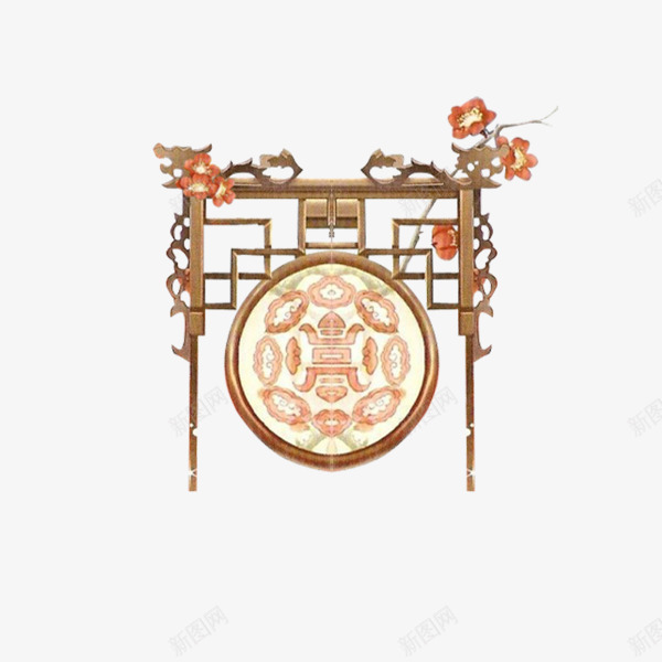 灰色吉祥打鼓元素png免抠素材_新图网 https://ixintu.com 吉祥 如意 手绘 打鼓 树叶 植物 灰色 线稿 边框