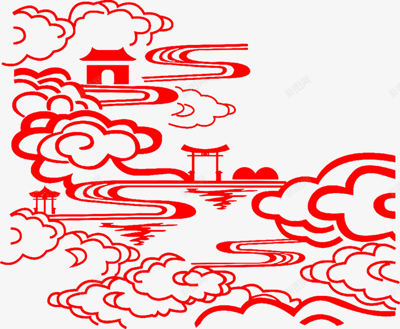 中国风红色云纹png免抠素材_新图网 https://ixintu.com 中国风 云纹 图案 大气的 手绘的 红色云纹 红色的 装饰