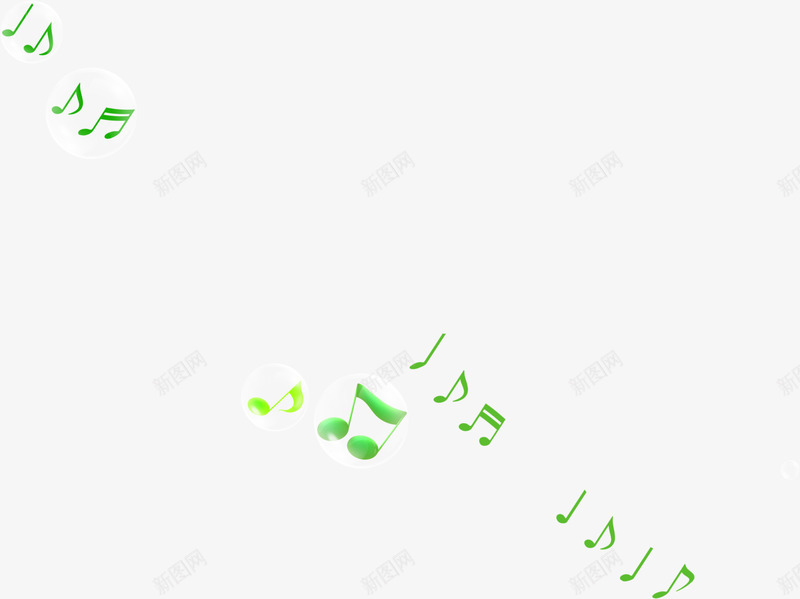 绿色卡通音符png免抠素材_新图网 https://ixintu.com 卡通 绿色 设计 音符