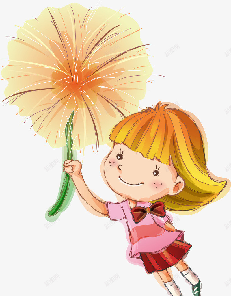 飞翔的女孩png免抠素材_新图网 https://ixintu.com 儿童 女孩 快乐童年 蒲公英 飞翔的人