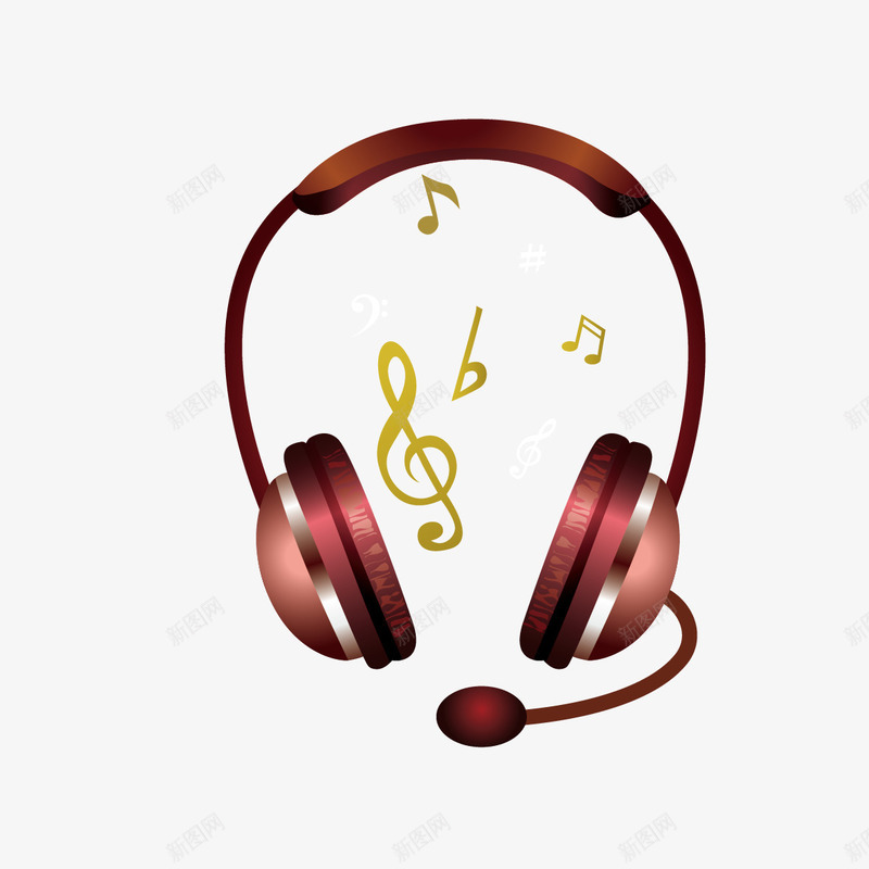 音乐耳机矢量图ai免抠素材_新图网 https://ixintu.com 矢量耳机 耳机 音乐 音符 矢量图