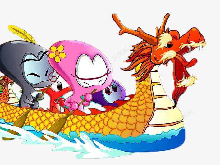 卡通手绘龙舟png免抠素材_新图网 https://ixintu.com 划船 卡通手绘 端午 龙舟