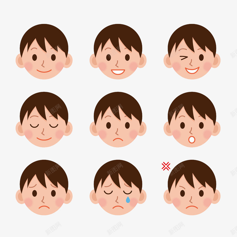 男孩脸部表情包png免抠素材_新图网 https://ixintu.com 可爱 大哭 笑脸 调皮
