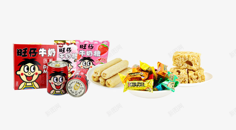 旺仔牛奶旺仔零食聚集png免抠素材_新图网 https://ixintu.com 丰富 排列 旺仔牛奶 糖果 食品