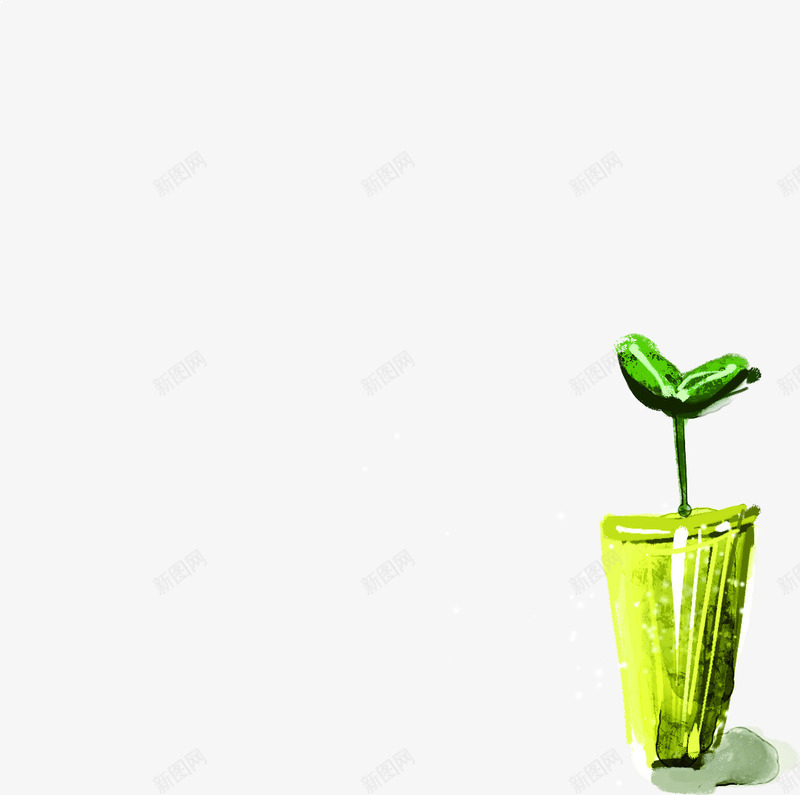 手绘绿色发芽植物盆栽png免抠素材_新图网 https://ixintu.com 发芽 植物 盆栽 绿色