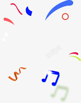 手绘创意小图案音符彩带png免抠素材_新图网 https://ixintu.com 创意 图案 彩带 音符