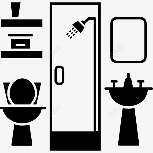 浴室家具图标png_新图网 https://ixintu.com 全景 厕所 家具 家居用品 工具和用具 水龙头 浴室 浴室装修图片 浴缸 淋浴 镜子