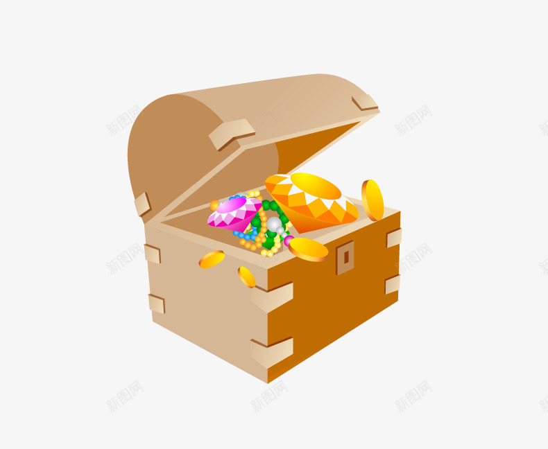 卡通珠宝箱子png免抠素材_新图网 https://ixintu.com 卡通 卡通矢量 珠宝 珠宝箱子 矢量卡通 箱子