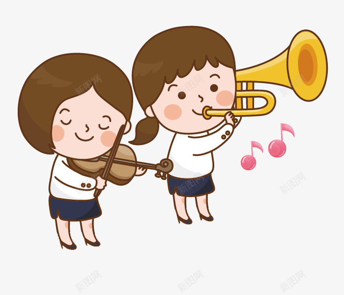 演奏的孩子png免抠素材_新图网 https://ixintu.com 乐器 卡通 小提琴 插图 演奏的 演奏铜管乐 陶醉的 音符