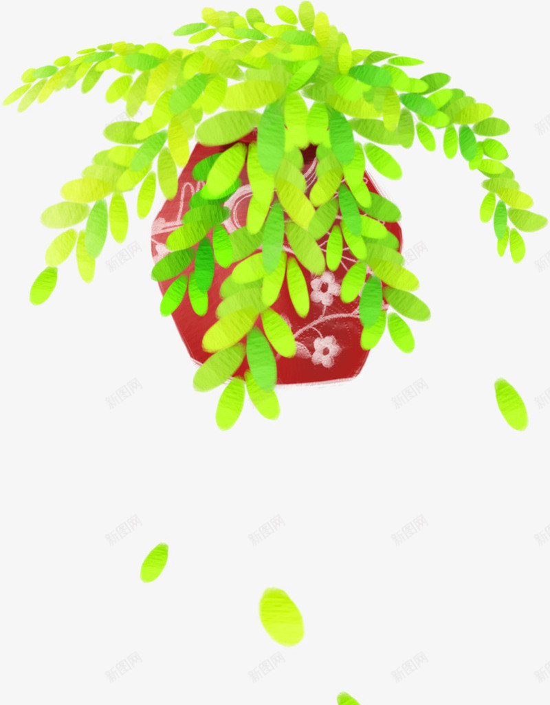 绿色卡通手绘植物盆栽png免抠素材_新图网 https://ixintu.com 卡通 植物 盆栽 绿色
