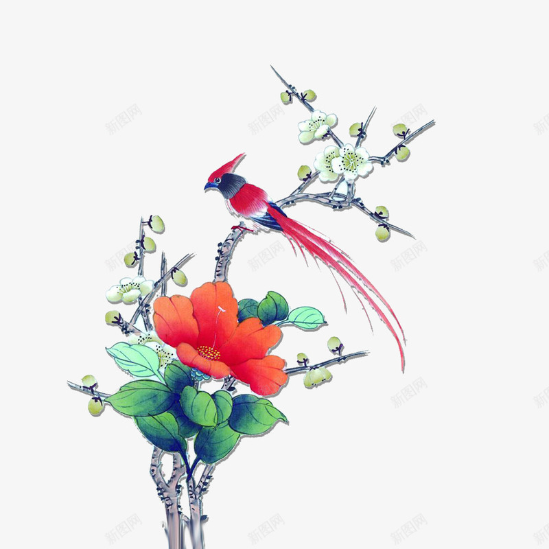 鲜花psd免抠素材_新图网 https://ixintu.com 中国风 水墨画 水彩 牡丹 花儿 花卉 鲜花