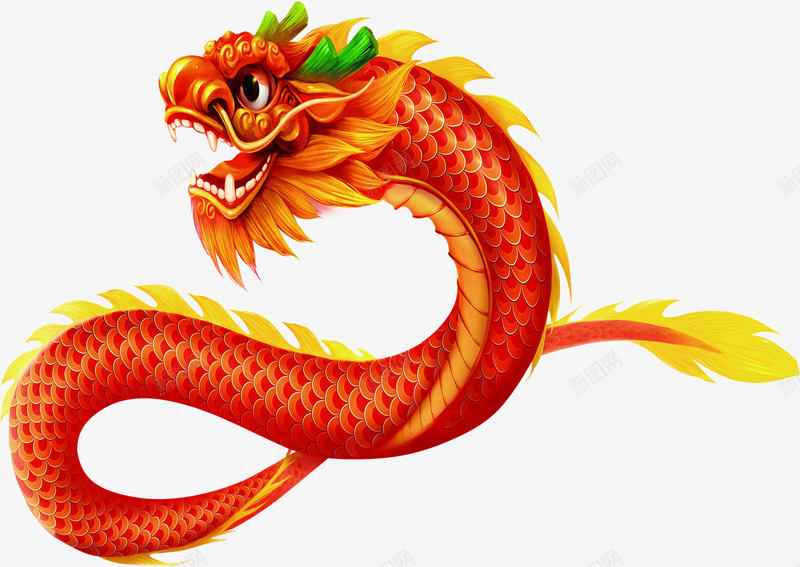 红色吉祥龙形png免抠素材_新图网 https://ixintu.com 吉祥 红色 设计 龙形