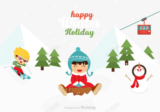 开心冰雪乐园矢量图ai免抠素材_新图网 https://ixintu.com 乐园 免费素材 冰雪乐园 开心 滑雪 雪 雪人 矢量图