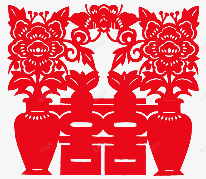 花瓶双喜字png免抠素材_新图网 https://ixintu.com 双喜字 吉祥 喜庆 福气