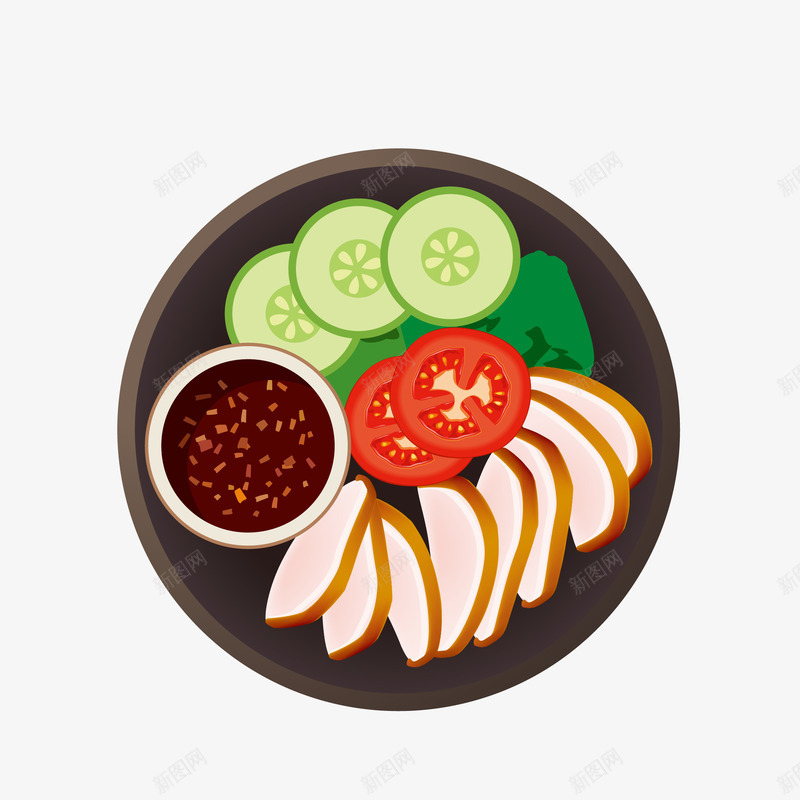 手绘鸡肉减肥素食沙拉矢量图eps免抠素材_新图网 https://ixintu.com png手绘 免抠图 减肥 番茄 素食 鸡肉 黄瓜 矢量图