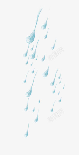 飘落的蓝色雨水png免抠素材_新图网 https://ixintu.com 下雨 水珠 蓝色 雨水
