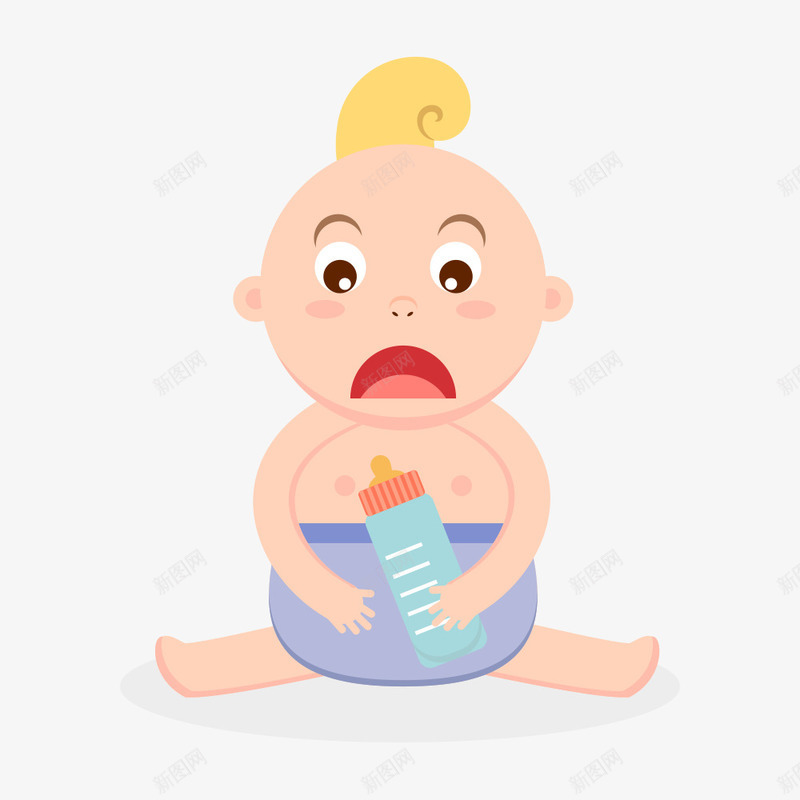 卡通吃惊的婴孩矢量图ai免抠素材_新图网 https://ixintu.com 不开心 人物 卡通 卡通人物不开心 卷发 吃惊 大吃一惊 奶瓶 婴儿 婴童 矢量图 表情 难过