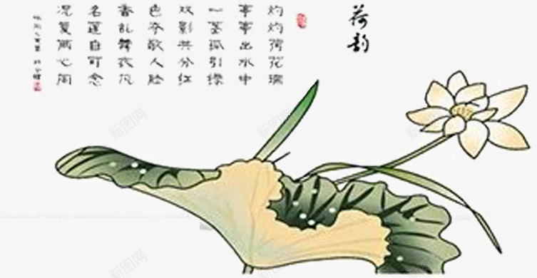 荷花提字图png免抠素材_新图网 https://ixintu.com 清新 荷叶 诗 鲜花盛开