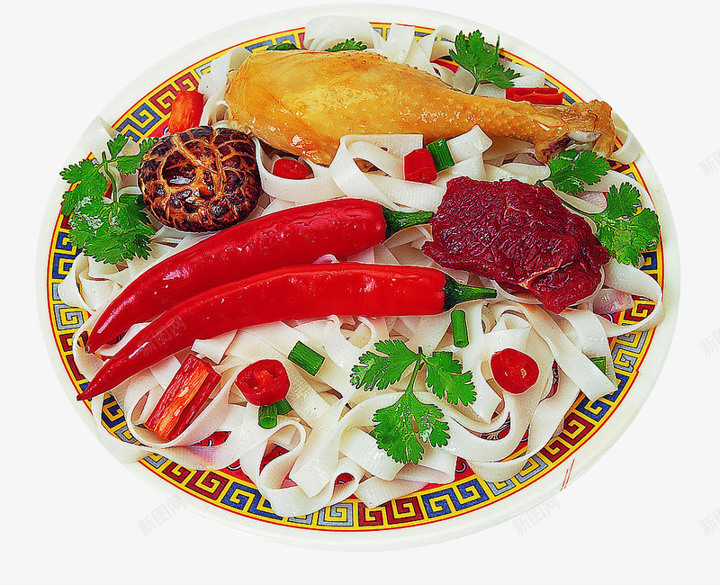 特色面条png免抠素材_新图网 https://ixintu.com 河粉鸡腿 美味面条 辣椒香菇肉 食物原料 餐饮美食