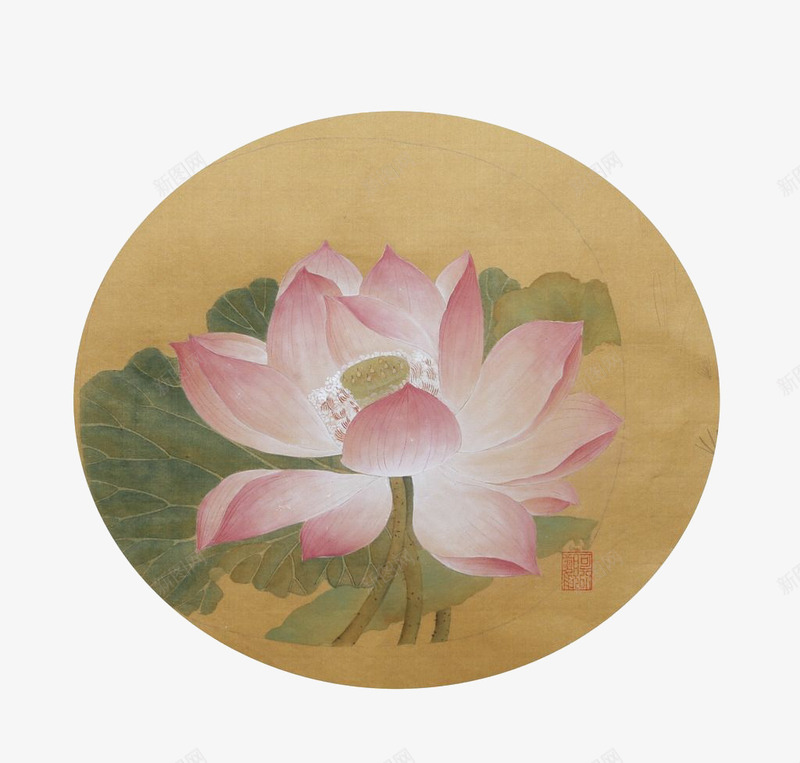 复古荷花儿png免抠素材_新图网 https://ixintu.com 国画 工笔荷花 美术 莲花