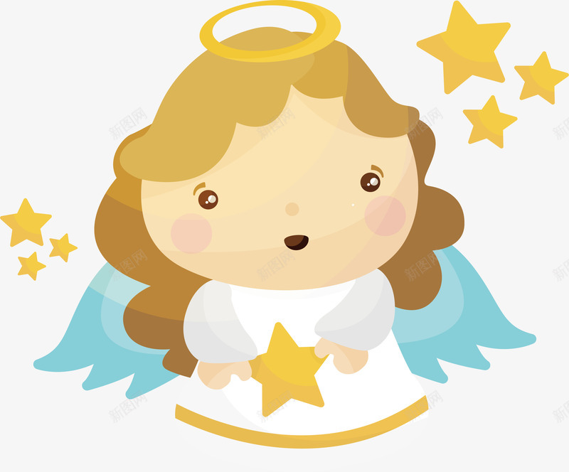 金色幸运星天使png免抠素材_新图网 https://ixintu.com 圣诞天使 天使 幸运星 白衣天使 矢量png 金色星星
