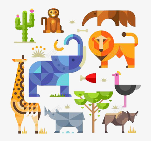 动物套图图标png_新图网 https://ixintu.com icon 三角拼贴 狮子