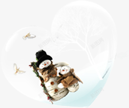 爱心雪花元旦装饰png免抠素材_新图网 https://ixintu.com 元旦 爱心 装饰 雪花