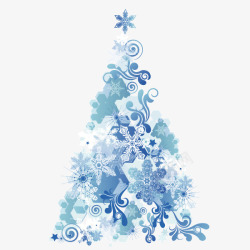 圣诞树淡蓝色装饰图案节日素材