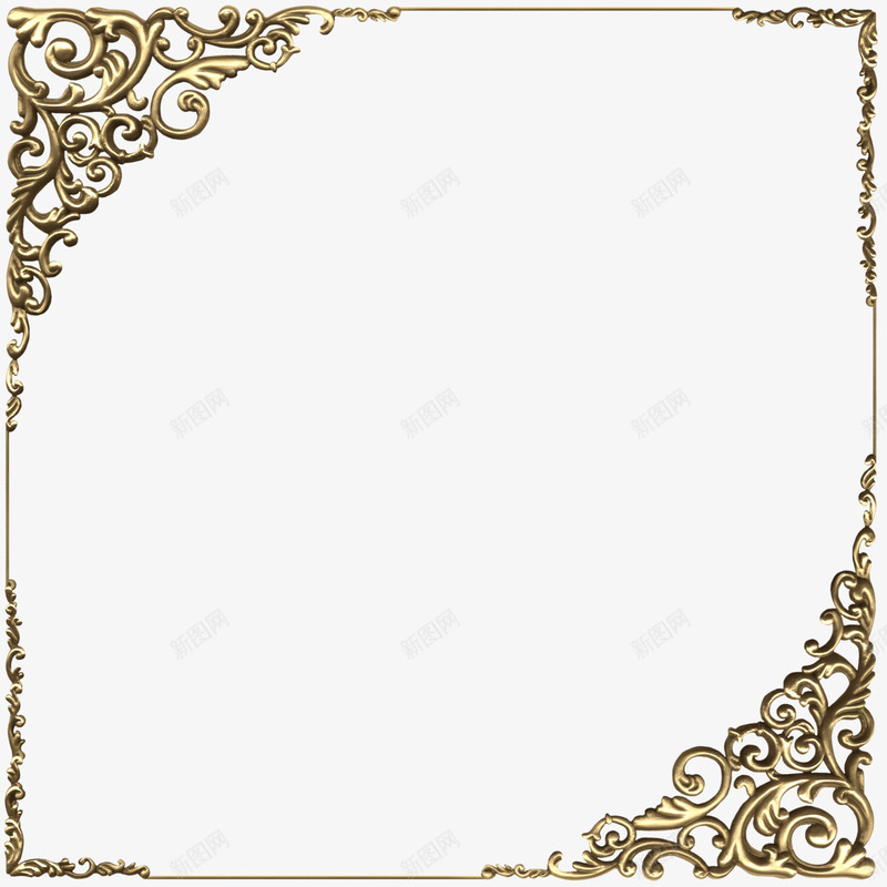 金色边框png免抠素材_新图网 https://ixintu.com 中国风边框纹理素材 古典花纹边框 古典边纹素材 金色古风边框