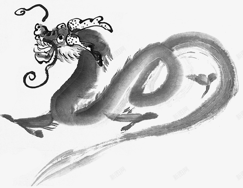 中国风水墨龙纹书法png免抠素材_新图网 https://ixintu.com 书法 国风 水墨 祥龙图案