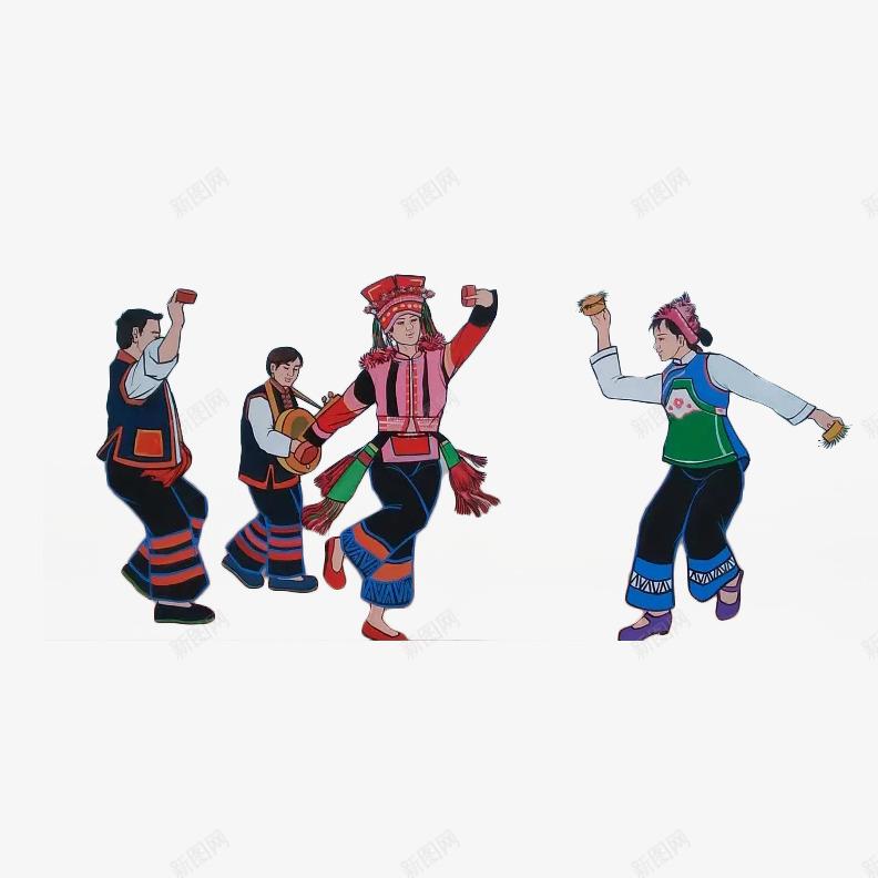 卡通彝族人物插画png免抠素材_新图网 https://ixintu.com 中国风 人物 卡通 复古 少数民族 彝族 彝族服饰 插画 服饰