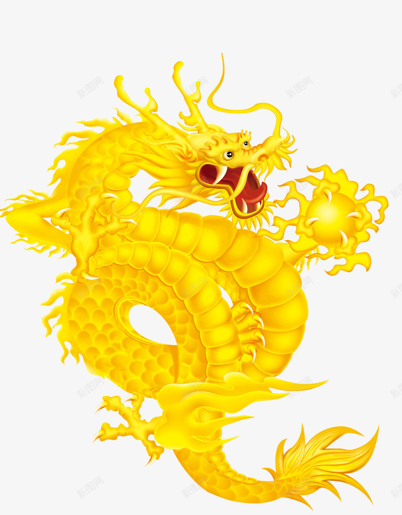黄色中国龙png免抠素材_新图网 https://ixintu.com 中国 吉祥 神兽 龙