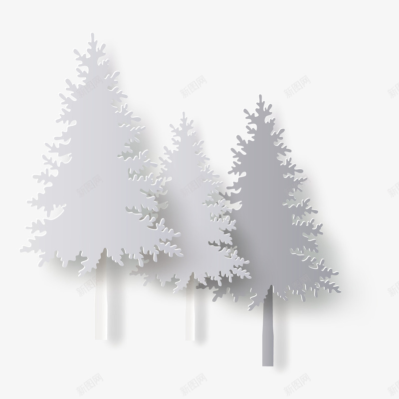 白色植物雪树元素矢量图ai免抠素材_新图网 https://ixintu.com 剪纸风格 天气 寒冷 植物 白色 自然 雪树 矢量图