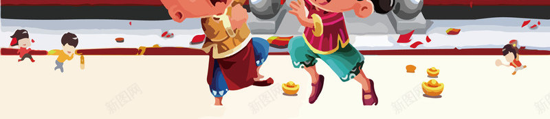 童子闹春卡通手绘png免抠素材_新图网 https://ixintu.com 卡通儿童手绘矢量图 古建筑 古建筑手绘图 恭贺新春 新年快乐 梅花 灯笼 童子闹春 鞭炮