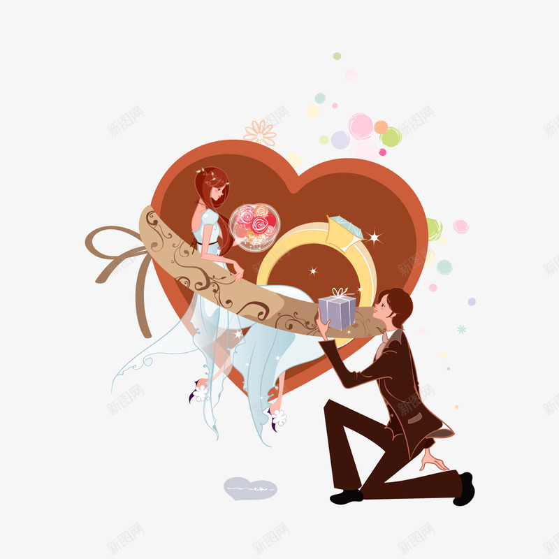 求婚png免抠素材_新图网 https://ixintu.com 心 戒指 求婚 男女 结婚男女