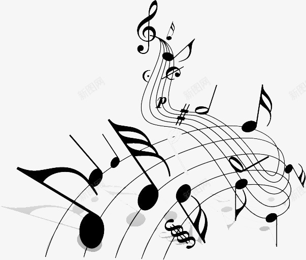 跳动的音符png免抠素材_新图网 https://ixintu.com 休止符 旋律 曲线 钢琴曲 音乐 音效曲线