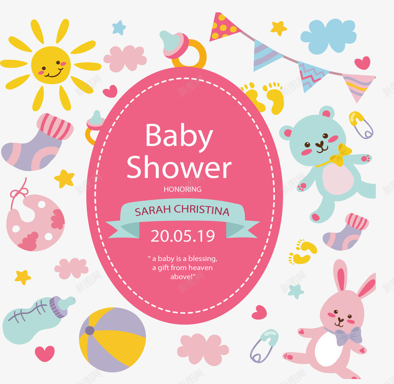 可爱小熊兔子婴儿派对矢量图ai免抠素材_新图网 https://ixintu.com 可爱兔子 可爱小熊 婴儿派对 新生儿 新生儿派对 矢量png 矢量图
