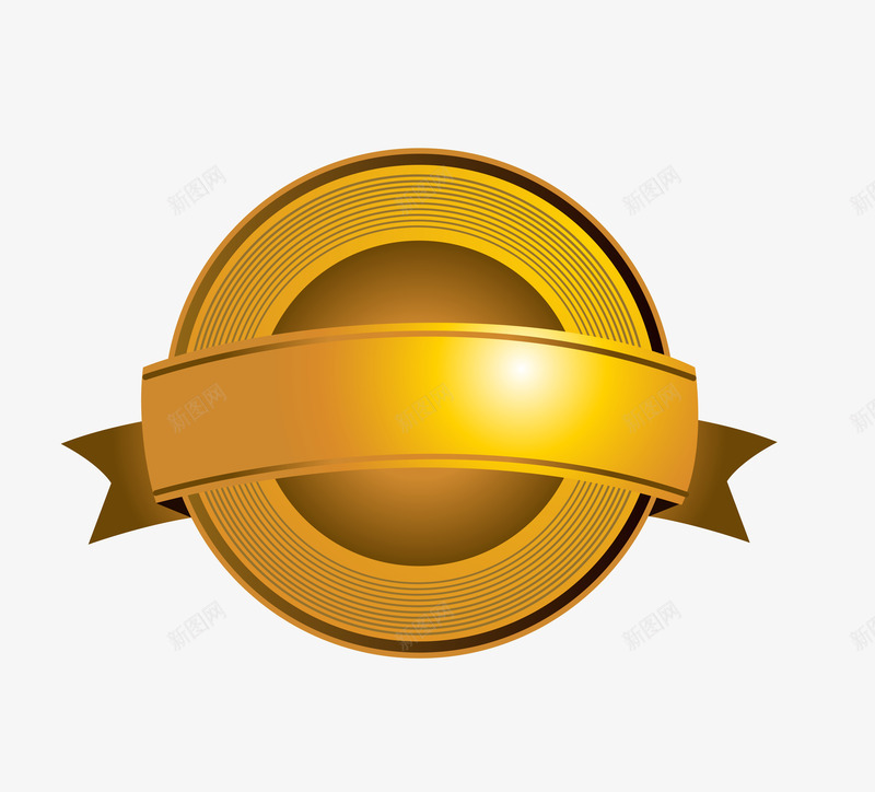 金色徽章勋章png免抠素材_新图网 https://ixintu.com 奖品 奖牌 徽章 金色