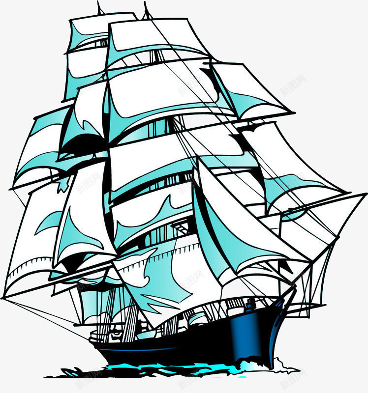 简笔帆船png免抠素材_新图网 https://ixintu.com 交通工具 杨帆起航 白色 绳索 起帆