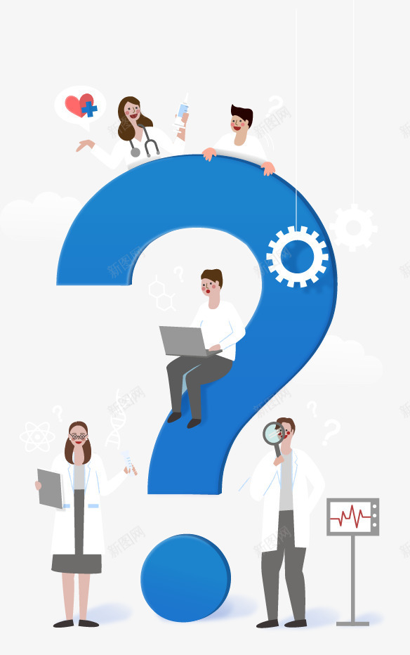 卡通手绘蓝色的问号png免抠素材_新图网 https://ixintu.com 创意 动漫动画 卡通人物 卡通手绘 简约 蓝色的问号