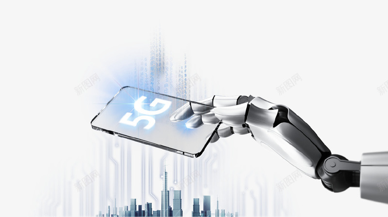 5G科技时代png免抠素材_新图网 https://ixintu.com 5G 人工智能 手机 数据 未来 机械手 炫酷 科技 网络