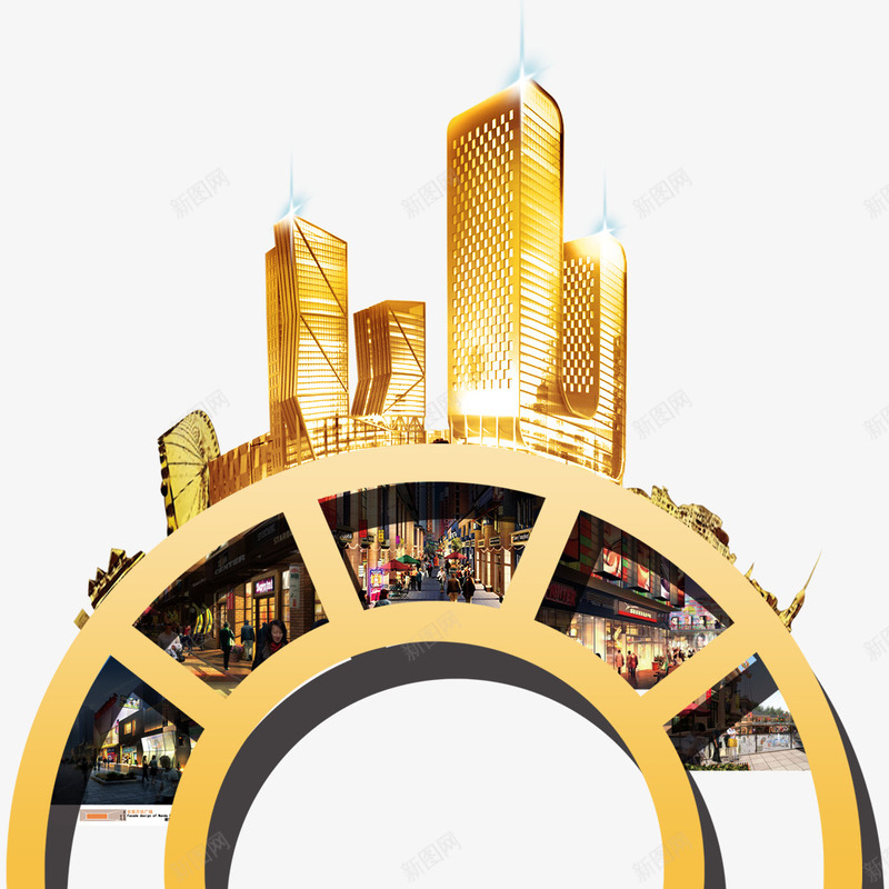 黄金城市png免抠素材_新图网 https://ixintu.com 城市 大厦 金色 高楼