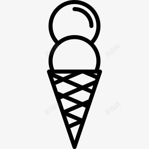 蛋卷冰淇凌两球图标png_新图网 https://ixintu.com 凉爽 夏天 夏季 甜点 甜的 食品