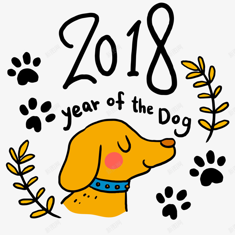 卡通狗年彩绘贺卡png免抠素材_新图网 https://ixintu.com 2018年 彩绘 手绘 春节 狗年 贺卡